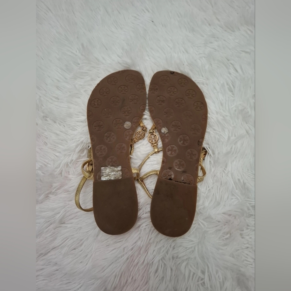 Tory Burch Designer Emmy Metallic Strappy Gold Women's Leather Sandals 6 - Picture 5 of 5